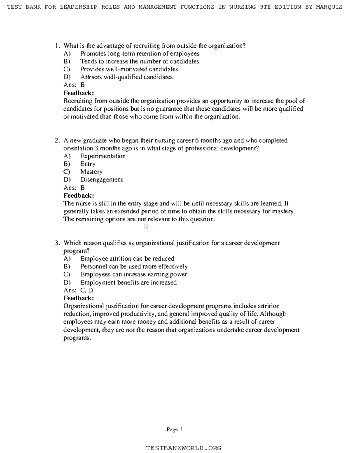 Ch11 Multiple Choice Study Questions N Page 1 What Is The Advantage