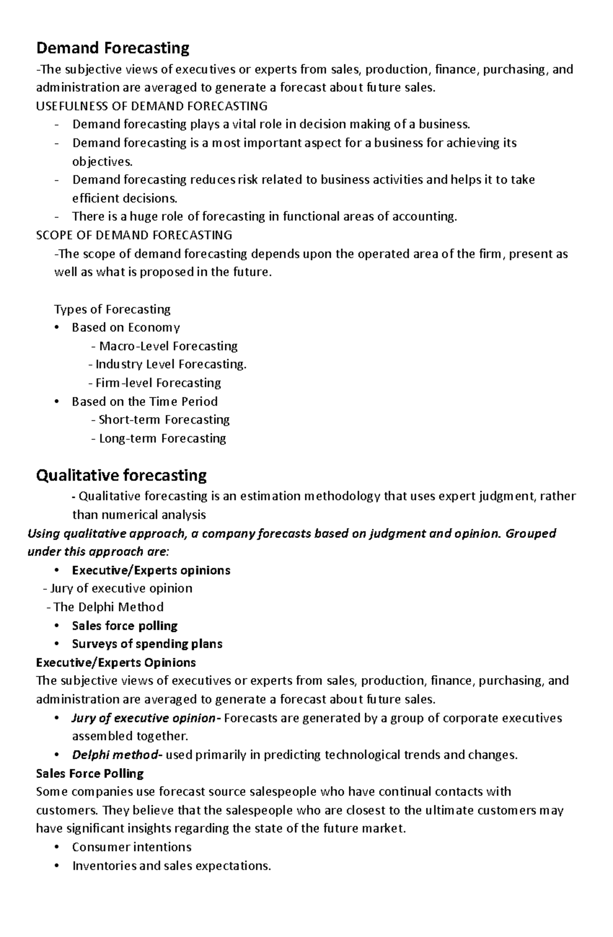 Manreco Demand Forecasting Handout PDF - Demand Forecasting -The ...
