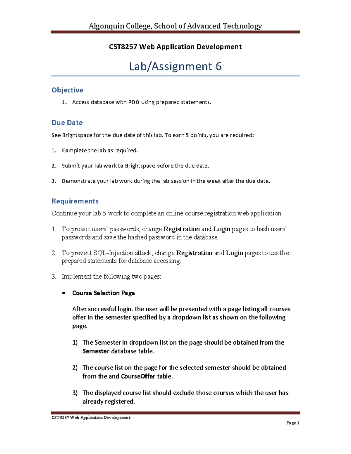 Lab Assignment 6 - CST8257 Web Application Development CST8257 Web ...