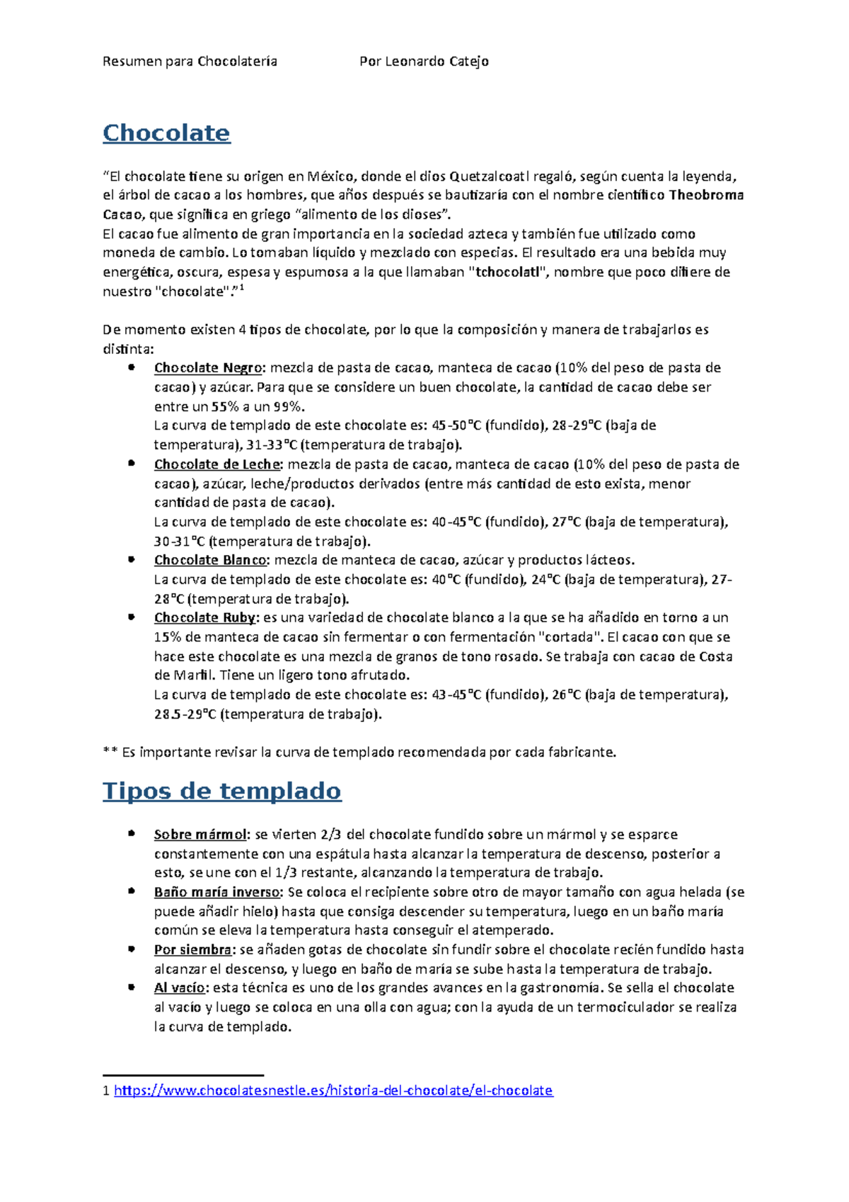 Breve resumen para el correcto manejo de los diferentes tipos de