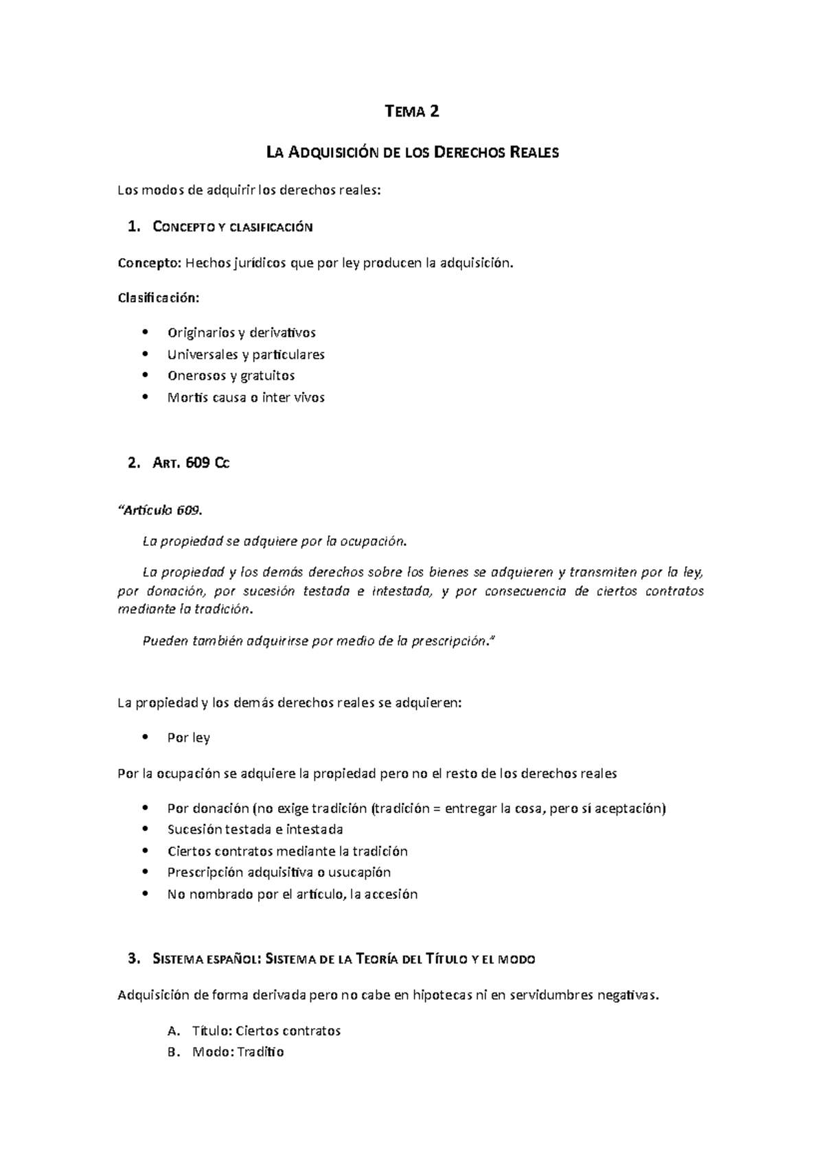 Tema 2 - Apuntes Derecho Civil II - TEMA 2 LA ADQUISICIÓN DE LOS ...