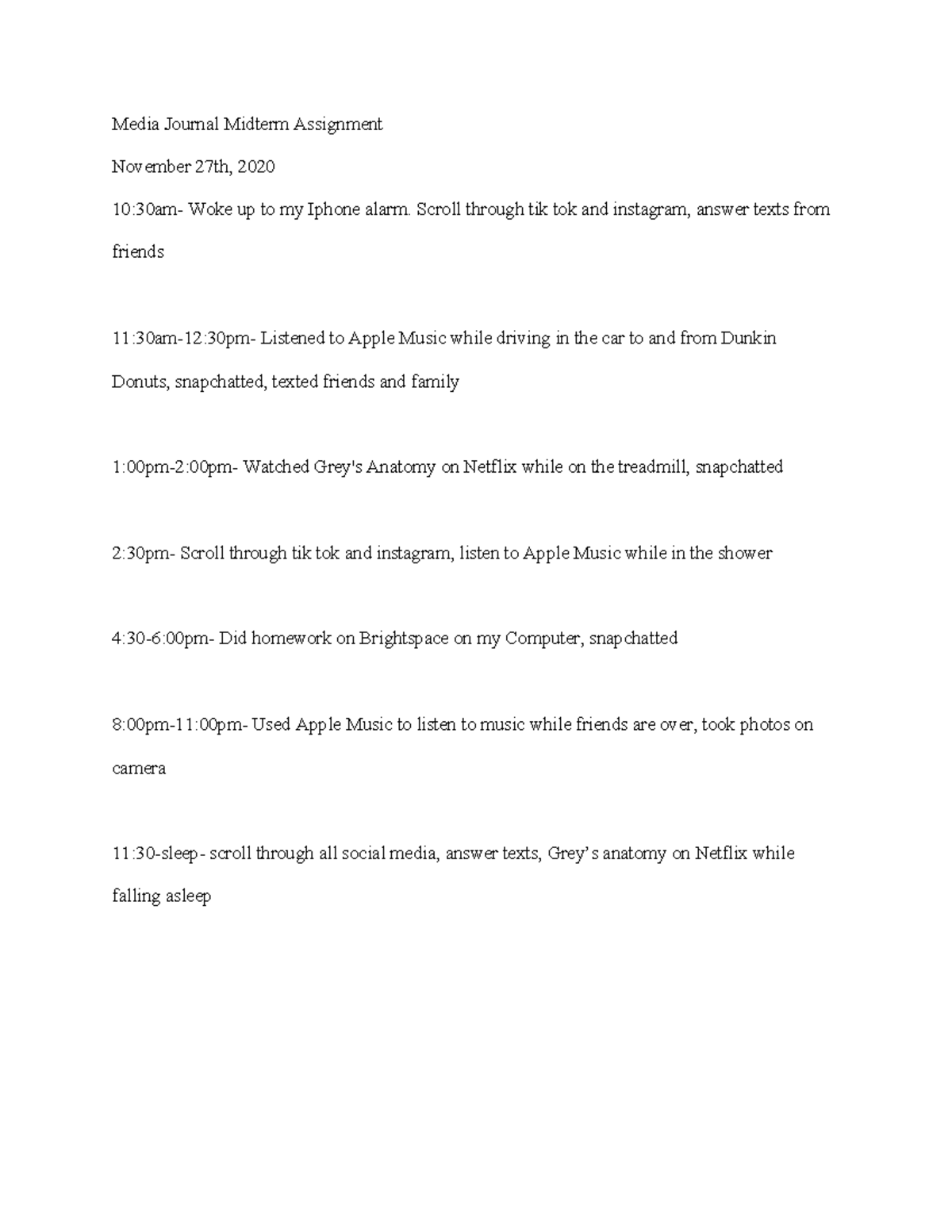 Media journal part 1 midterm - Media Journal Midterm Assignment ...