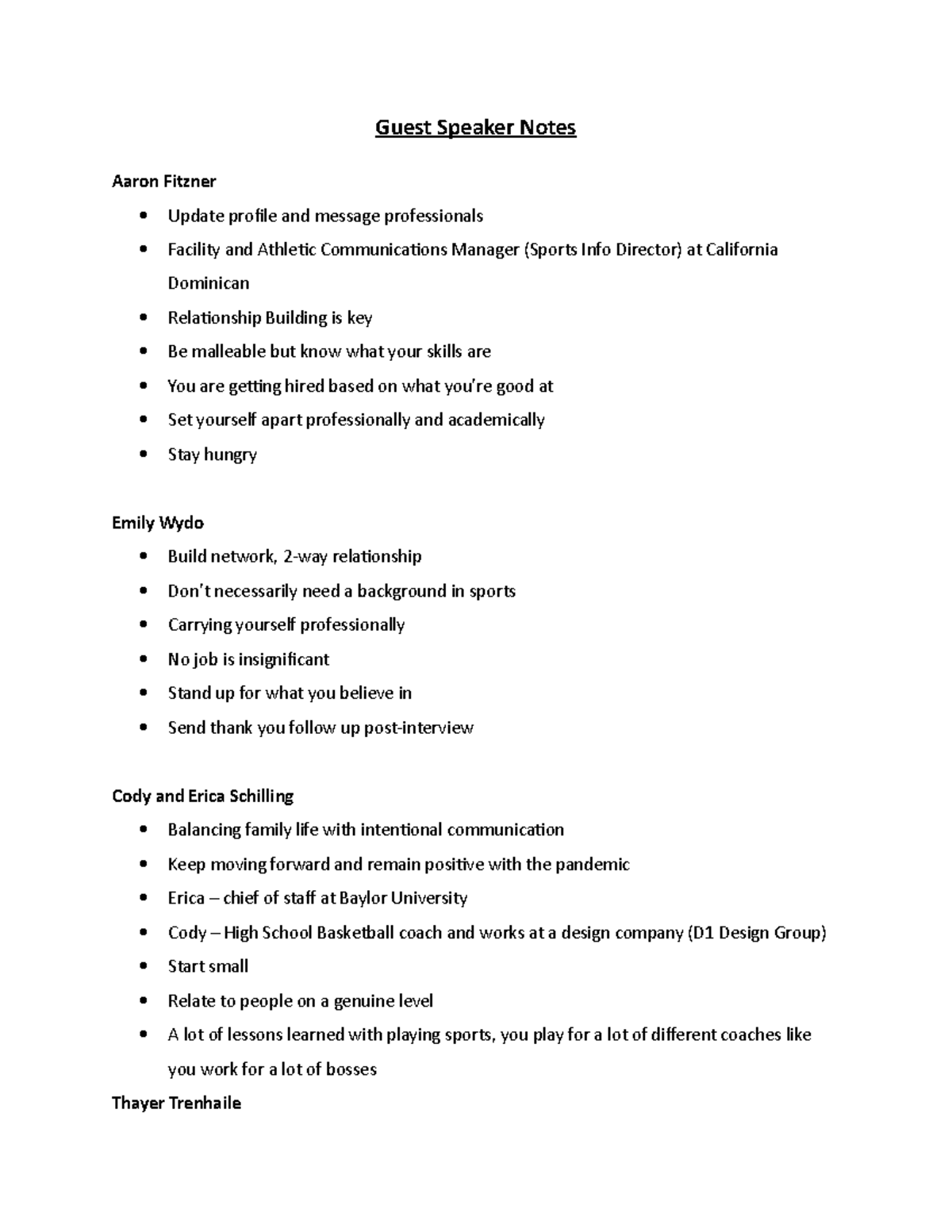 Guest Speaker Notes Guest Speaker Notes Aaron Fitzner Update profile