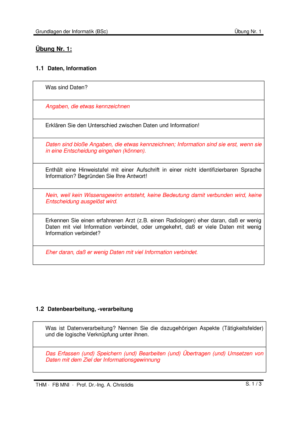 Lösung Übungsblatt 1 - Grundlagen Der Informatik (BSc) Übung Nr. 1 THM ...