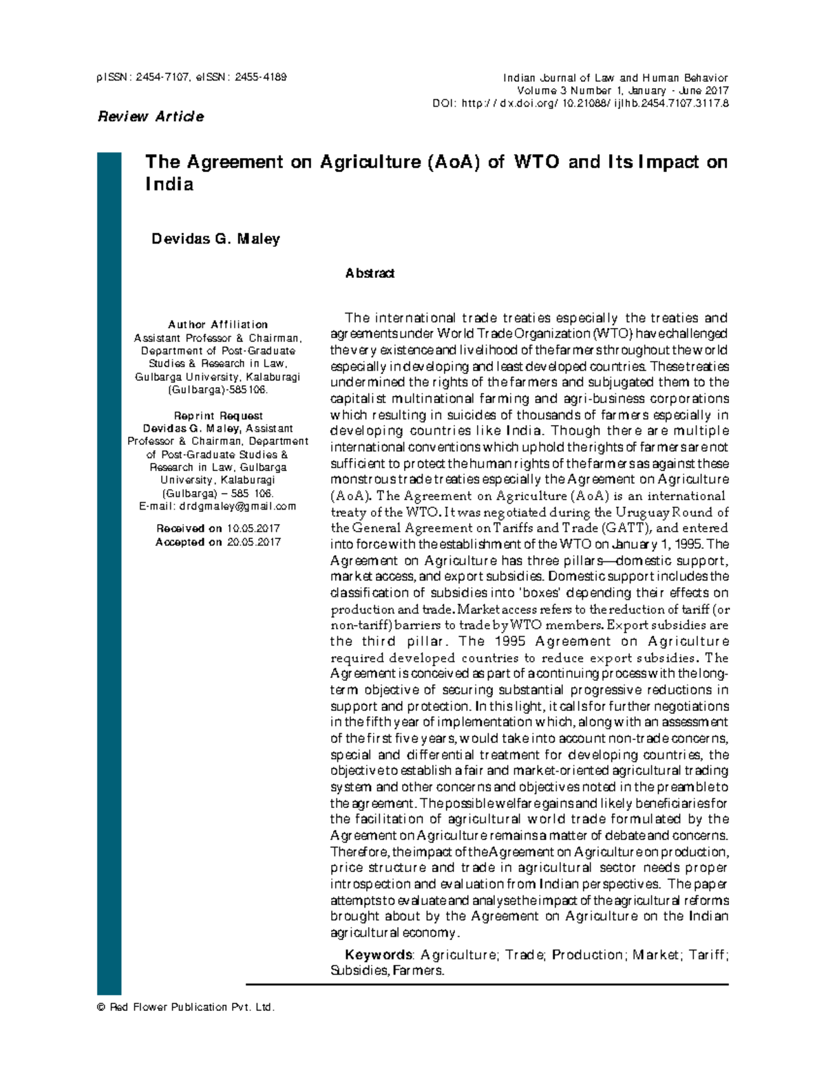 AOA and its impact explaining the AOA I ndian Journal of Law and H