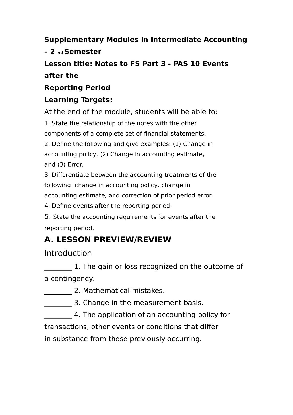 Intermediate Accounting – 2 Nd Semester L4 - Supplementary Modules In ...