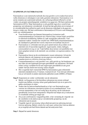 Stappenplan Factoranalyse Multivariate Analysis And Multidimensional Studeersnel