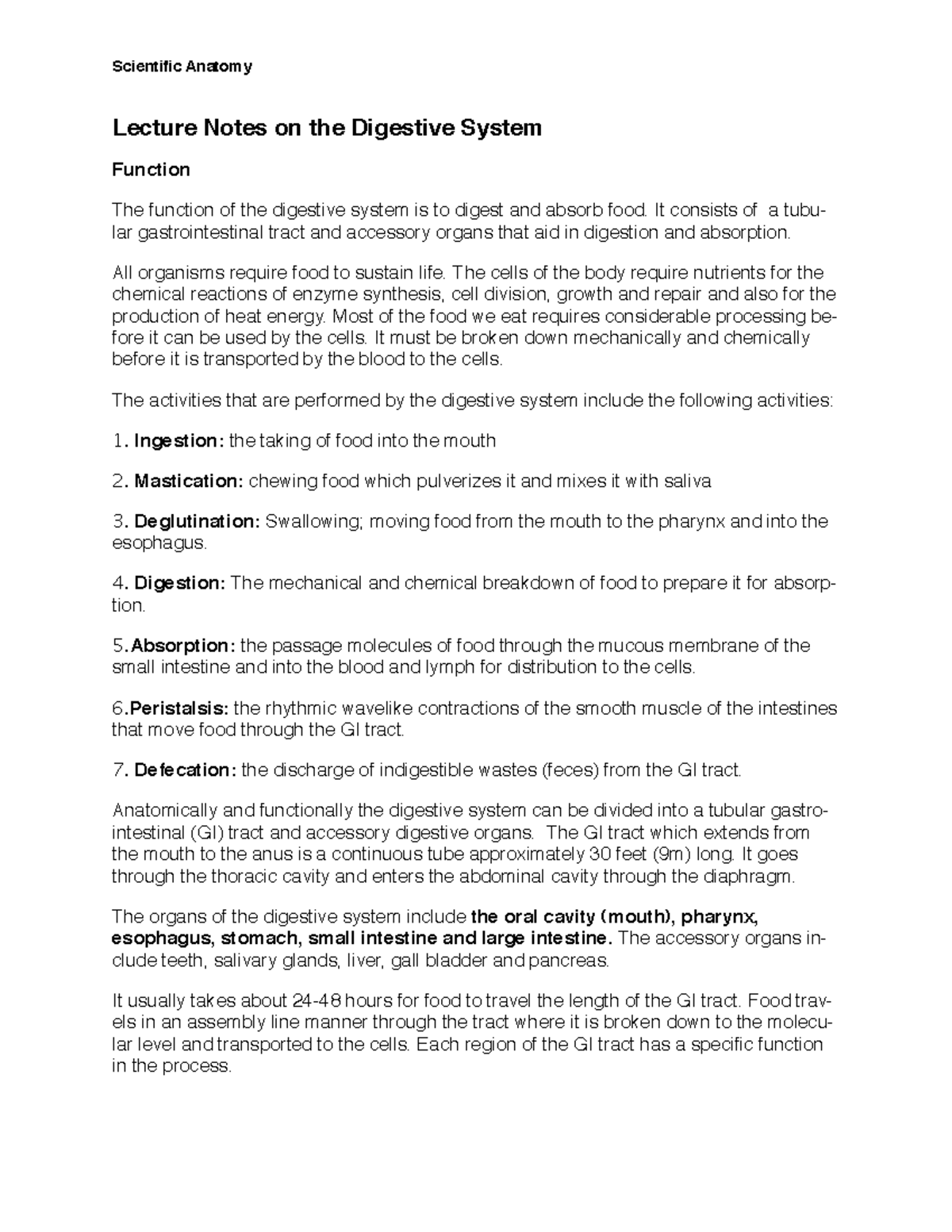 Digestive Lecture Notes - Lecture Notes on the Digestive System ...
