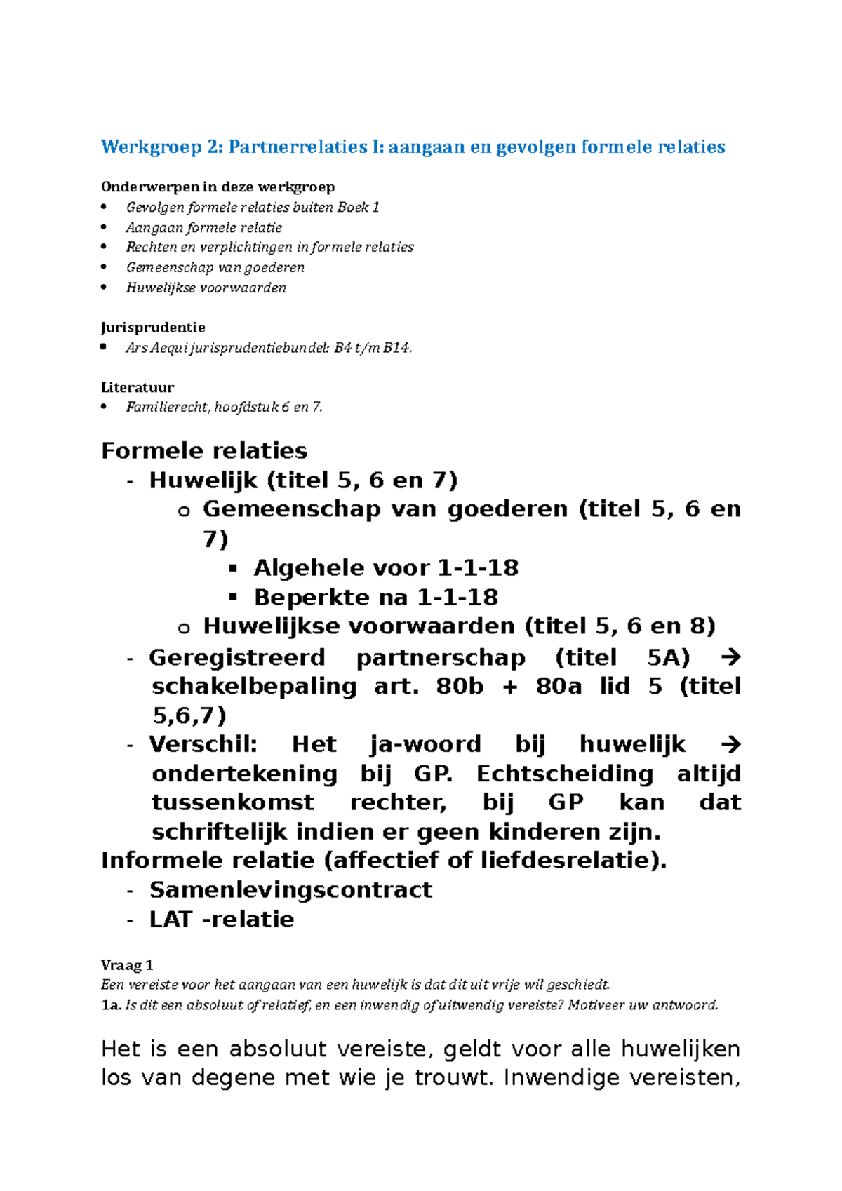 Opdrachten 2 - PFR - Werkgroep - Werkgroep 2: Partnerrelaties I ...