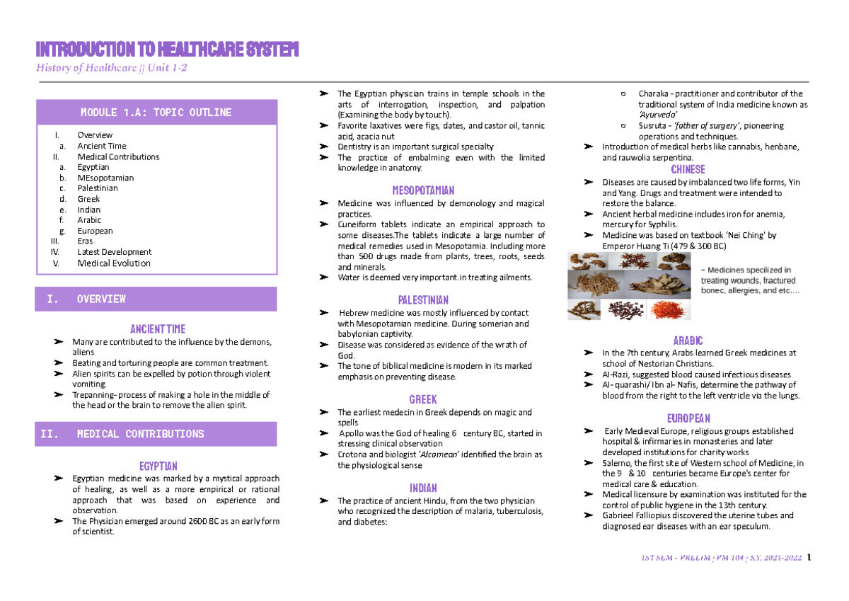 IHS Prelims Transee Google Docs - History of Healthcare || Unit 1 ...