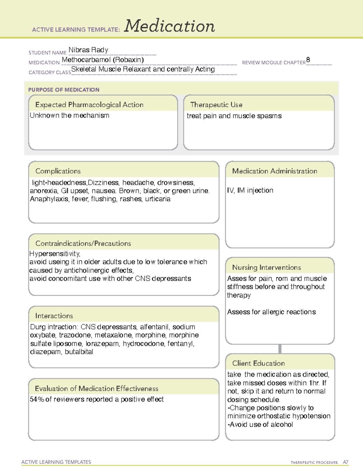 Methocarbamol (Robaxin) - Brown, black, or green urine. Anaphylaxis ...