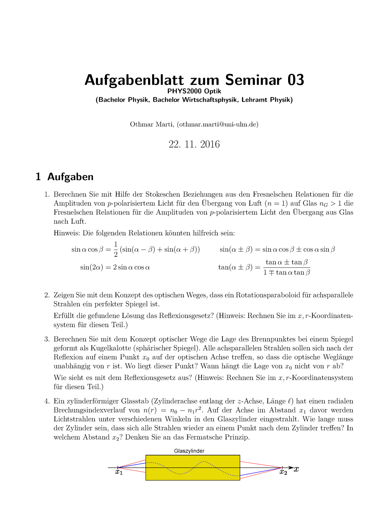 Uebungsblatt 03 - Übungsaufgaben - Aufgabenblatt Zum Seminar 03 ...