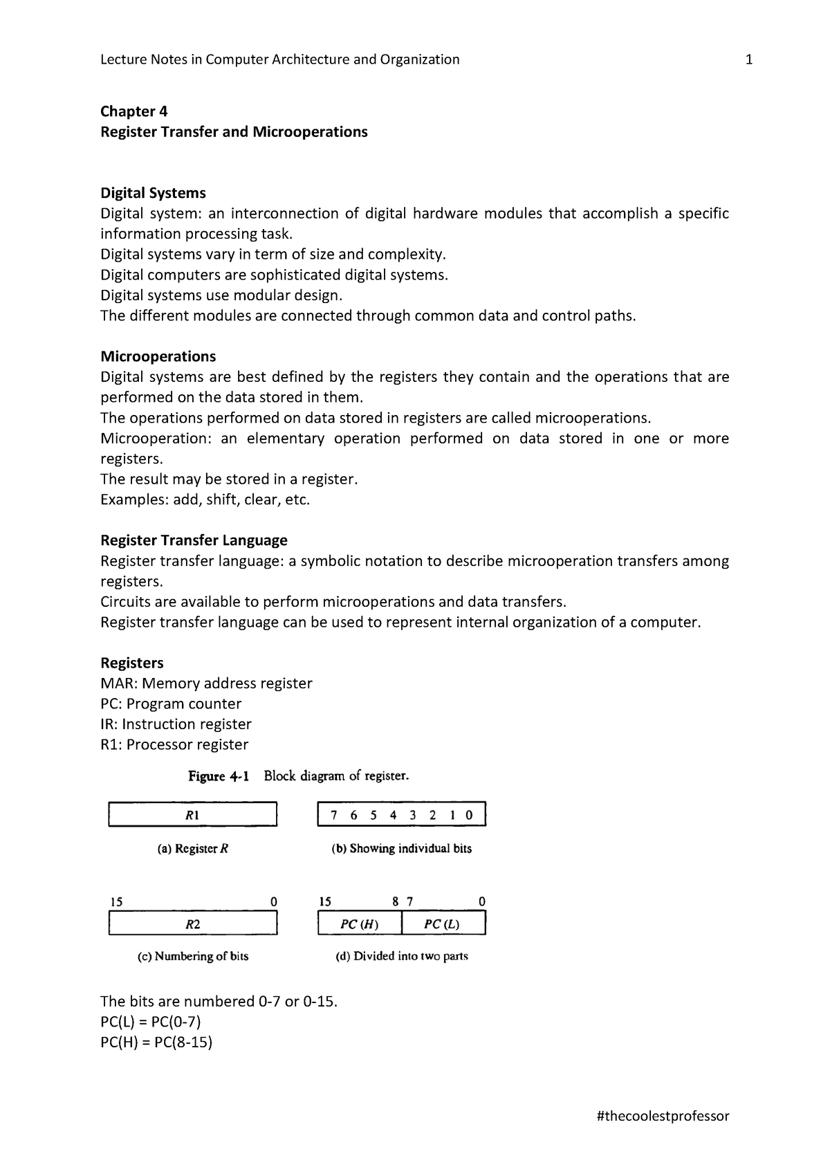 Lecture Notes In Computer Architecture And Organization - Chapter 4 ...