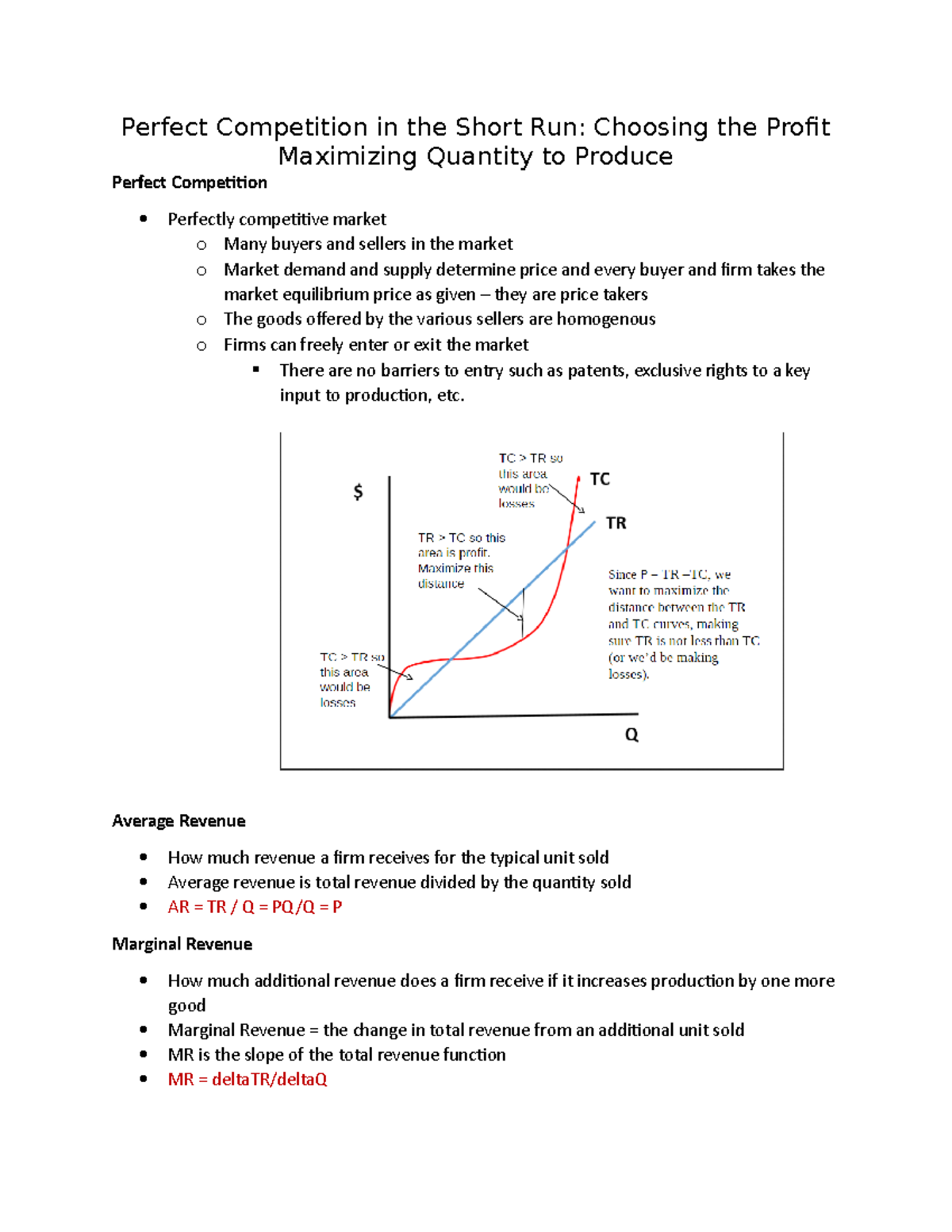 Unit 8 Notes - Perfect Competition in the Short Run: Choosing the ...
