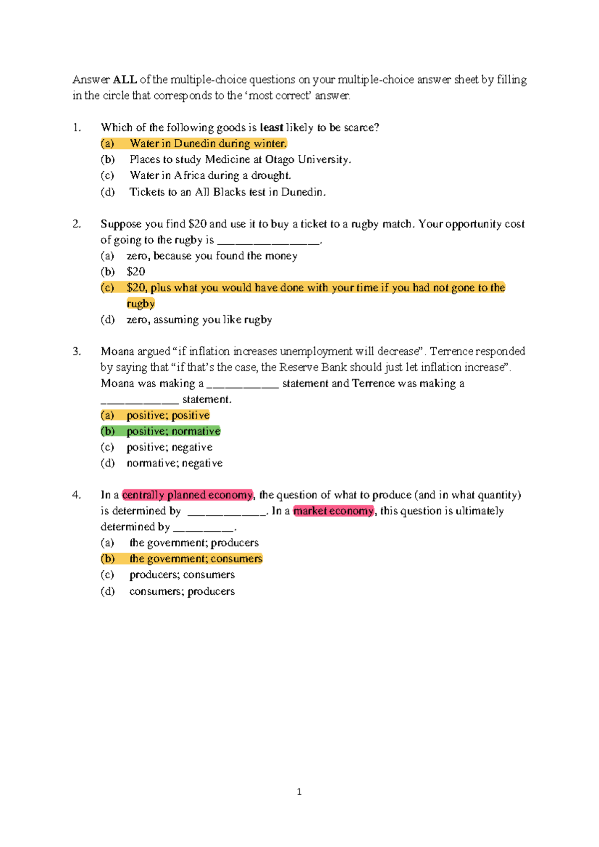 Mid Semester Test 2023 S2 - Answer ALL of the multiple-choice questions ...