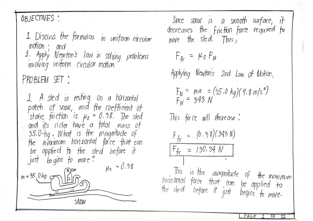 Physics Sample Problems - College Physics 1 - PangSU - Studocu