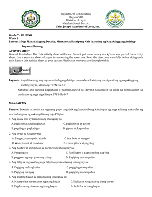 Q2-wk1-fil 07 Final - A Sample Module - Department Of Education Region ...