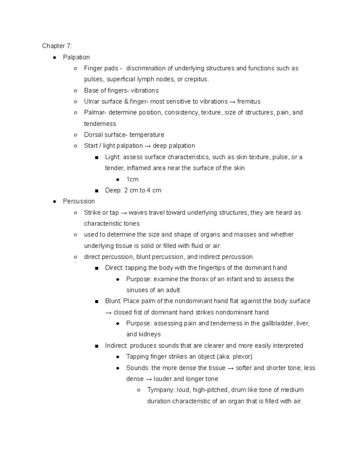 Assessment 1 - Chapter 7: Palpation Finger pads - discrimination of ...