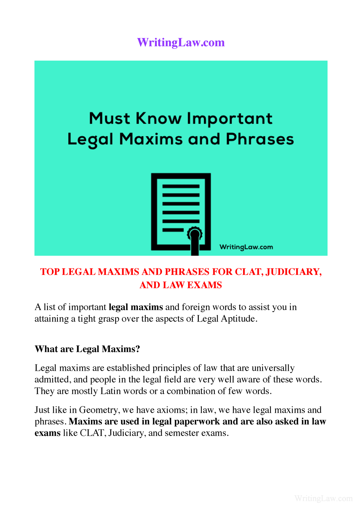 121 Important Legal Maxims Writinglaw Top Legal Maxims And Phrases For Clat Judiciary And 6797