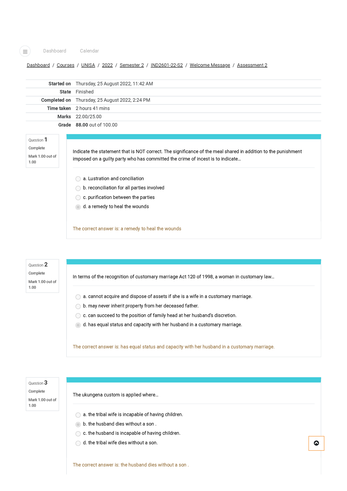 Assessment 2 Attempt Ind2601 Review - Question 1 Complete Mark 1 Out Of 