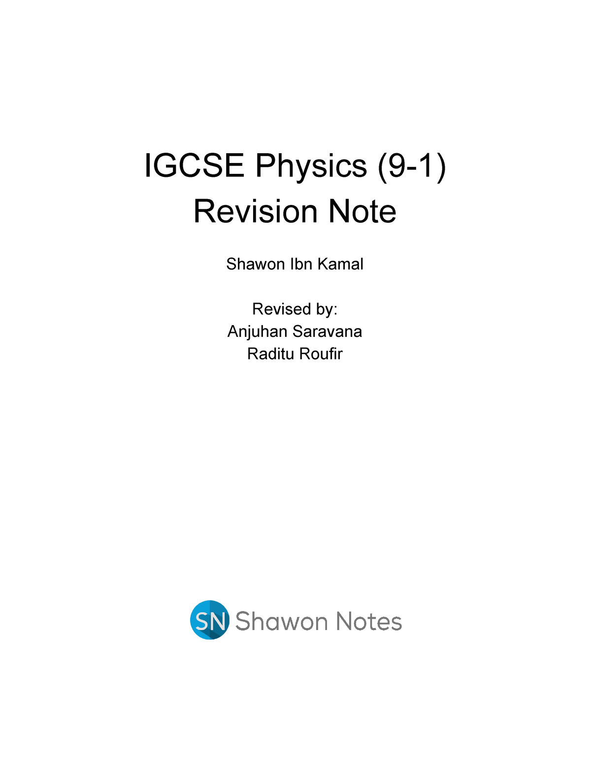 Edexcel Igcse Physics Revision Note IGCSE Physics (91) Revision Note