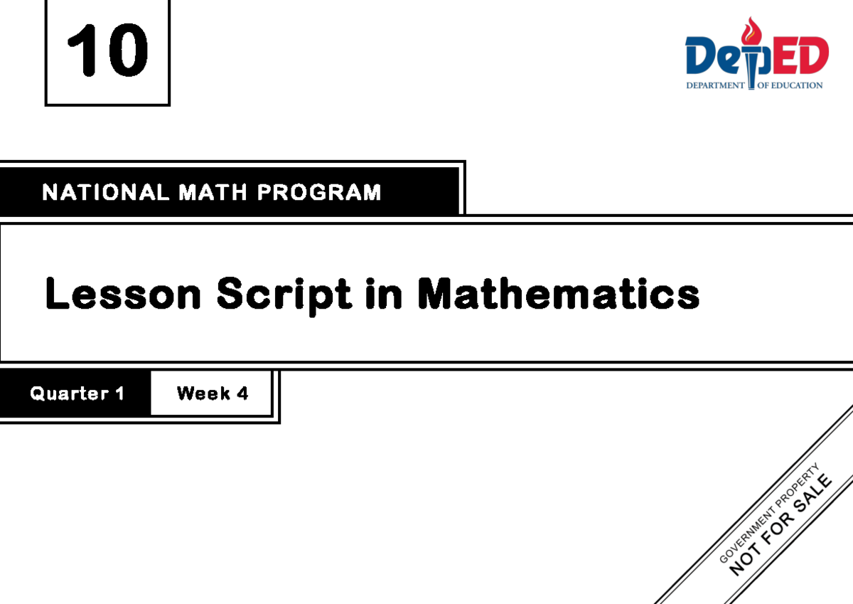 CO 2024 LS G10 NMP Q1 W4 D15 RTP - 10 Quarter 1 Week 4 NATIONAL MATH ...