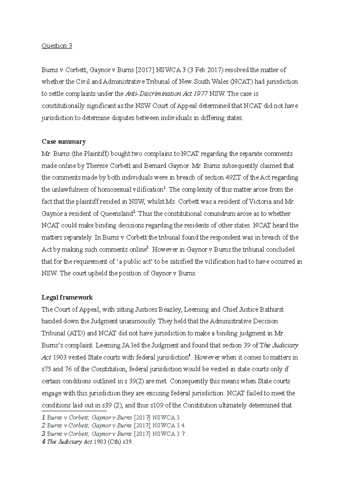 Final Essay Complete Grade distinction Question 3 Burns v