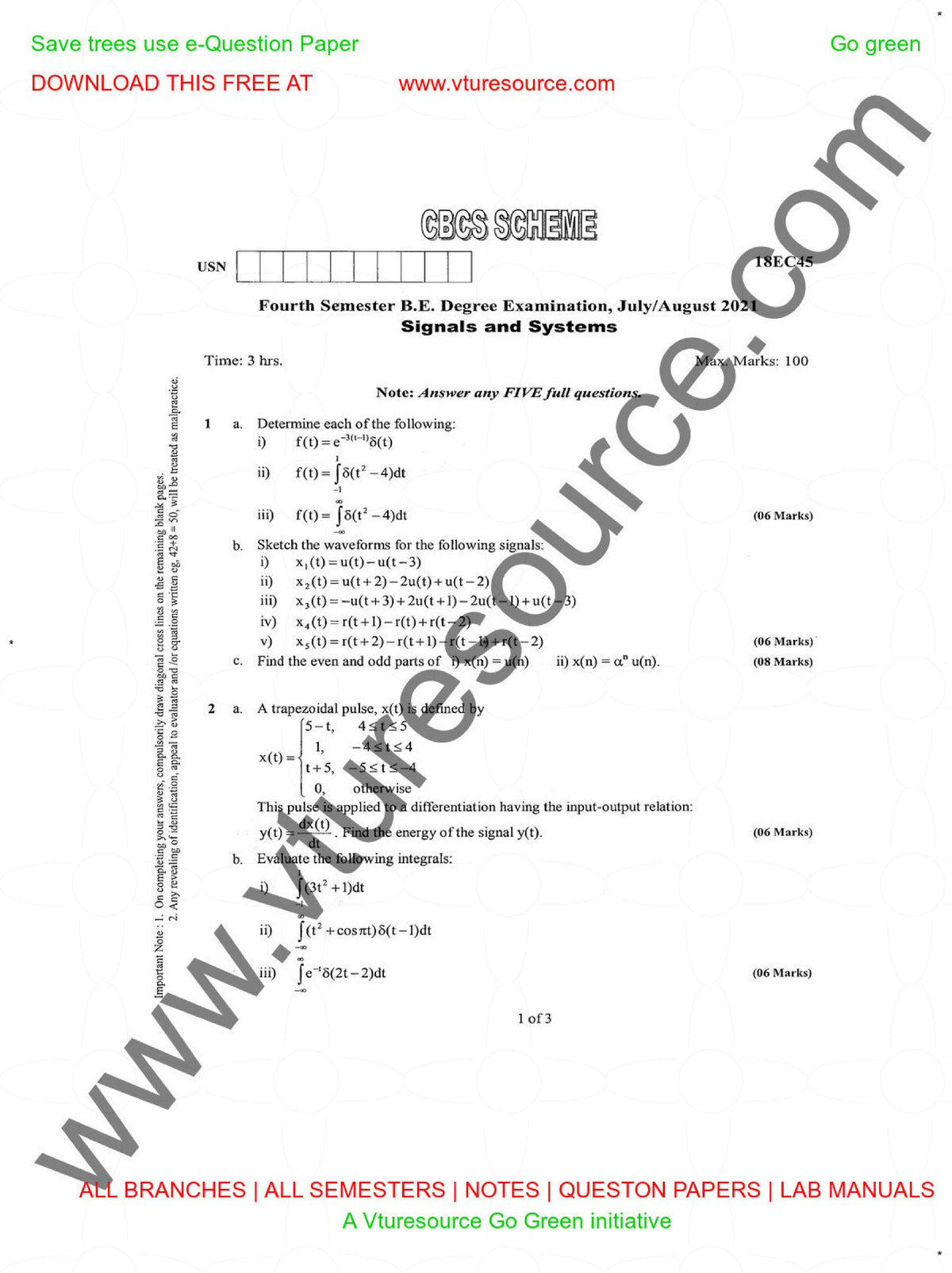 Aug-2021 - Previous Year Question Paper - Bachelor of engineering - Studocu