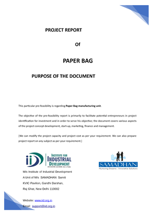PROJECT ON PAPER BAG INDUSTRY | PPT