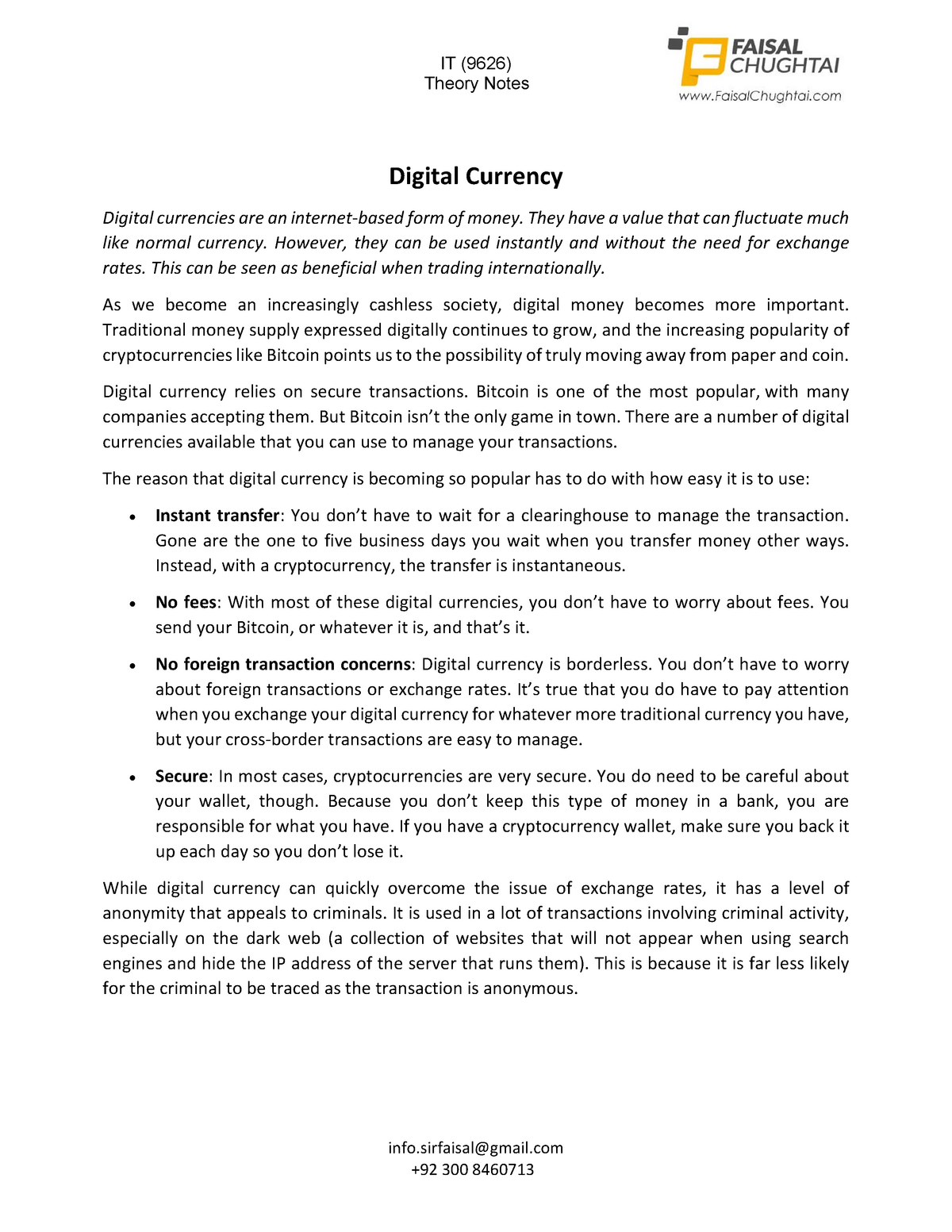 thesis on digital currency