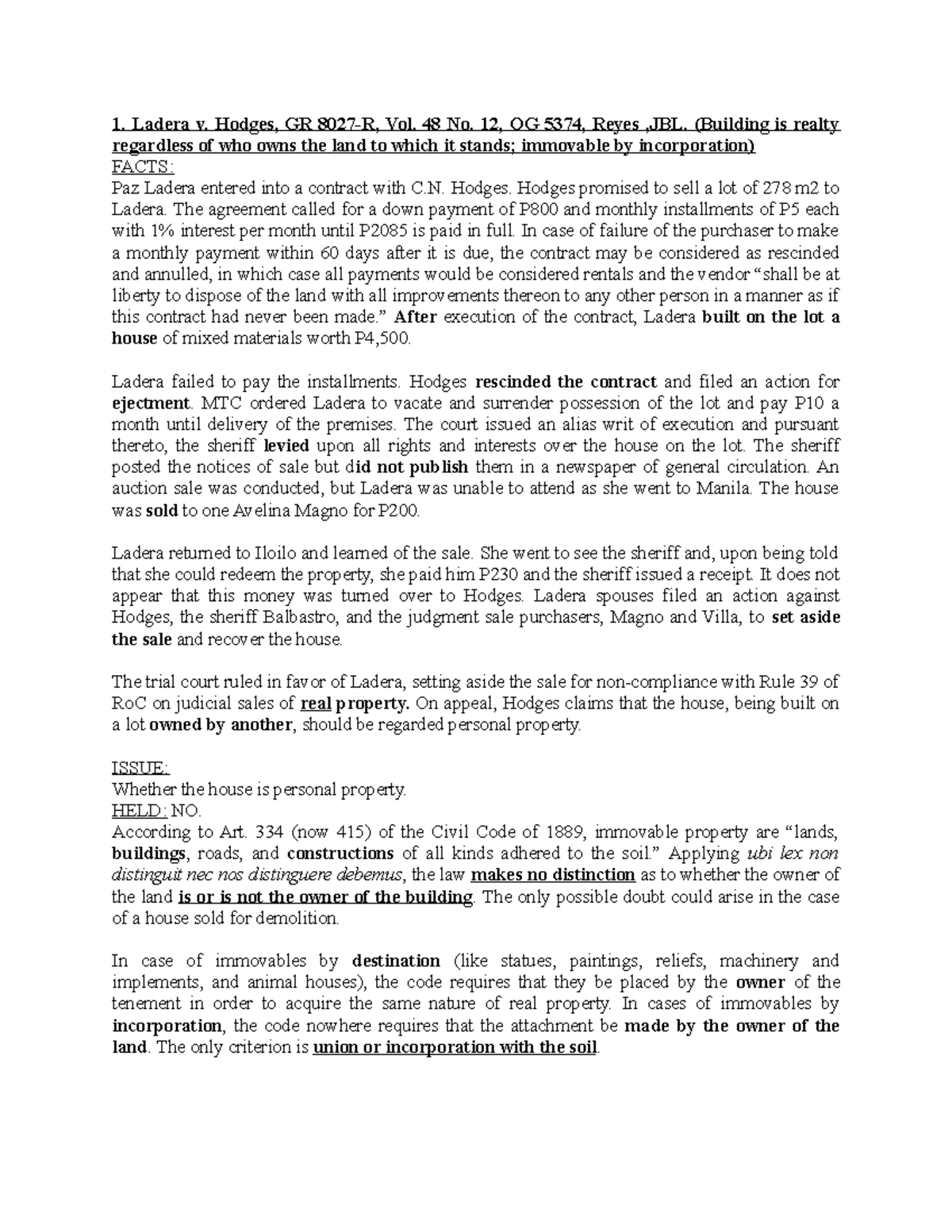 PropCases Property Law Cases Studocu