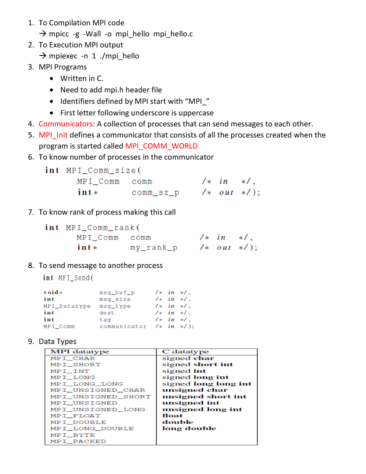 MPI - Summaries For MPI Chapter In Parallel Programming - To ...