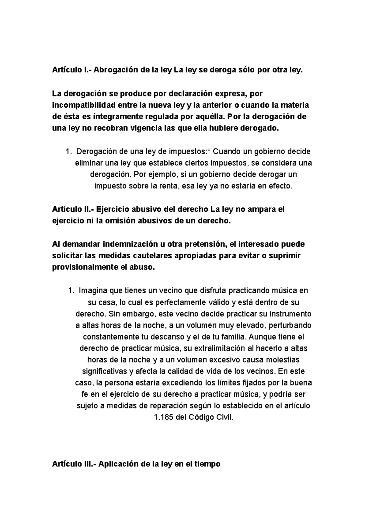 Titulo preeliminar - Artículo I.- Abrogación de la ley La ley se deroga ...