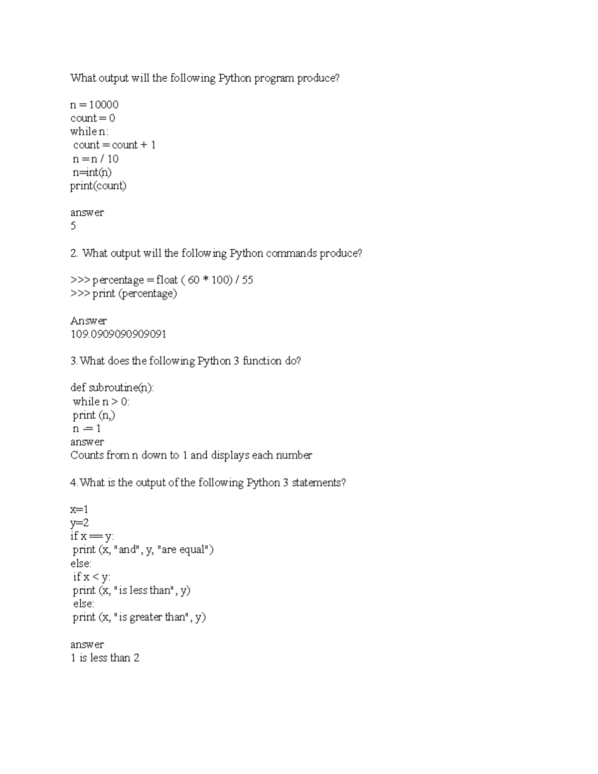 Exam preparation question - What output will the following Python ...