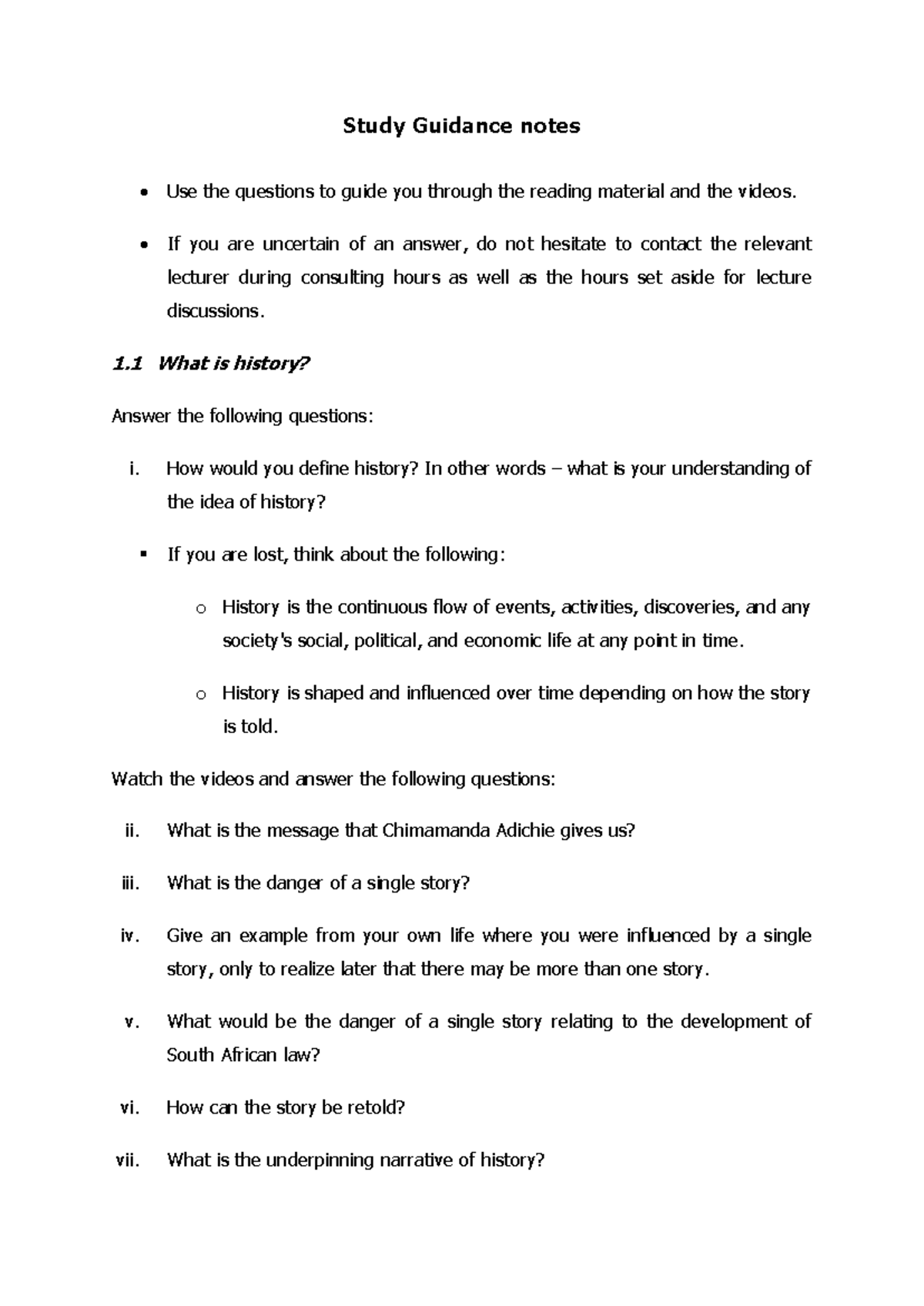Study Guidance notes - Try to anwer the questions - Study Guidance ...