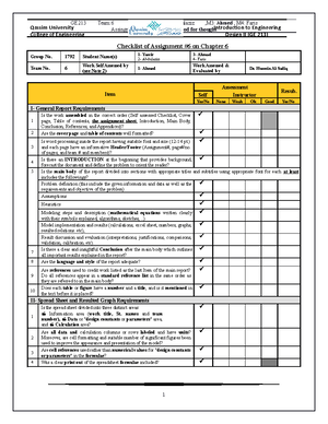 As#2-Team#6 (2) - .... - Checklist of Assignment # on Chapter I Group ...