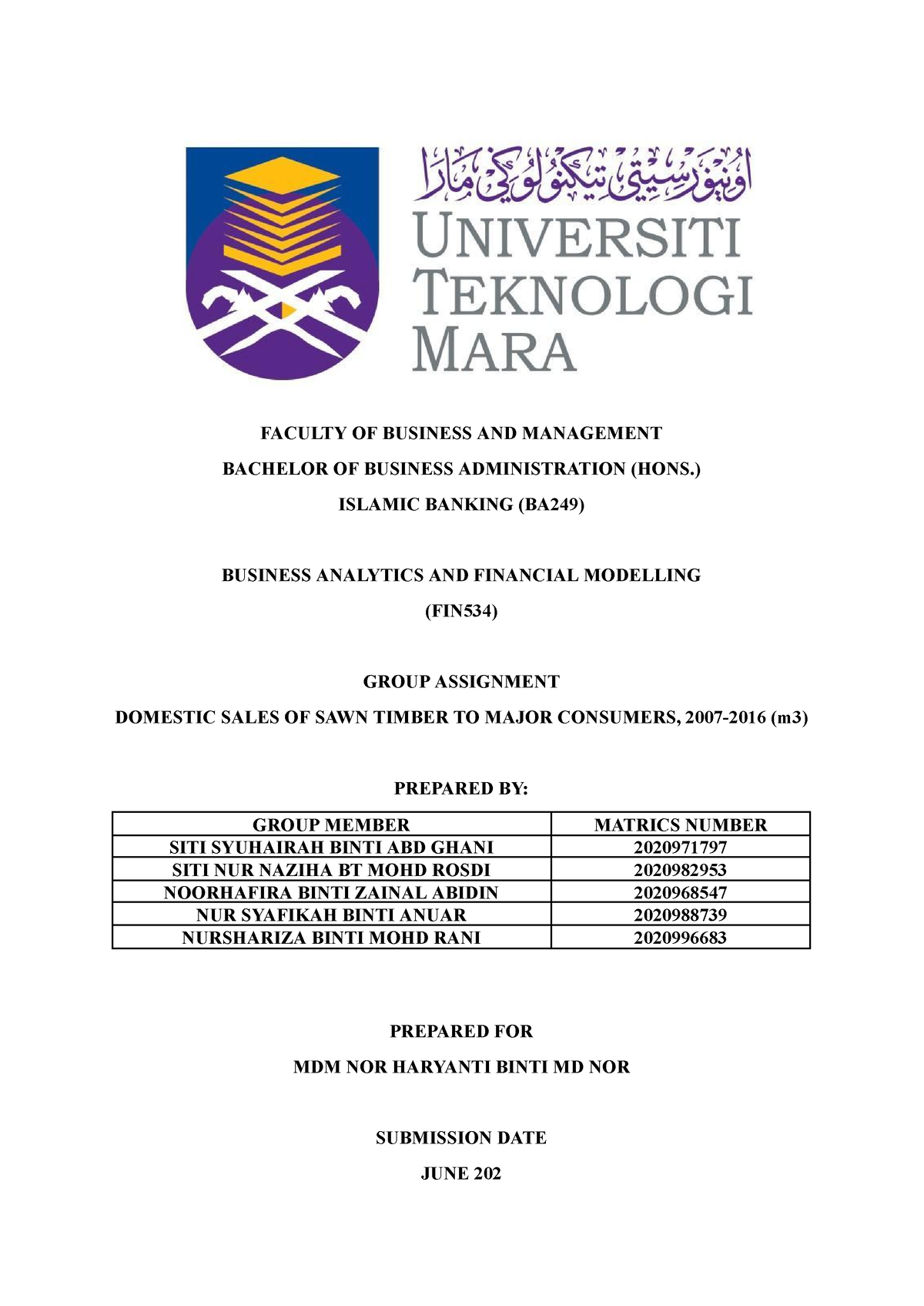 Group Assignment - FACULTY OF BUSINESS AND MANAGEMENT BACHELOR OF ...