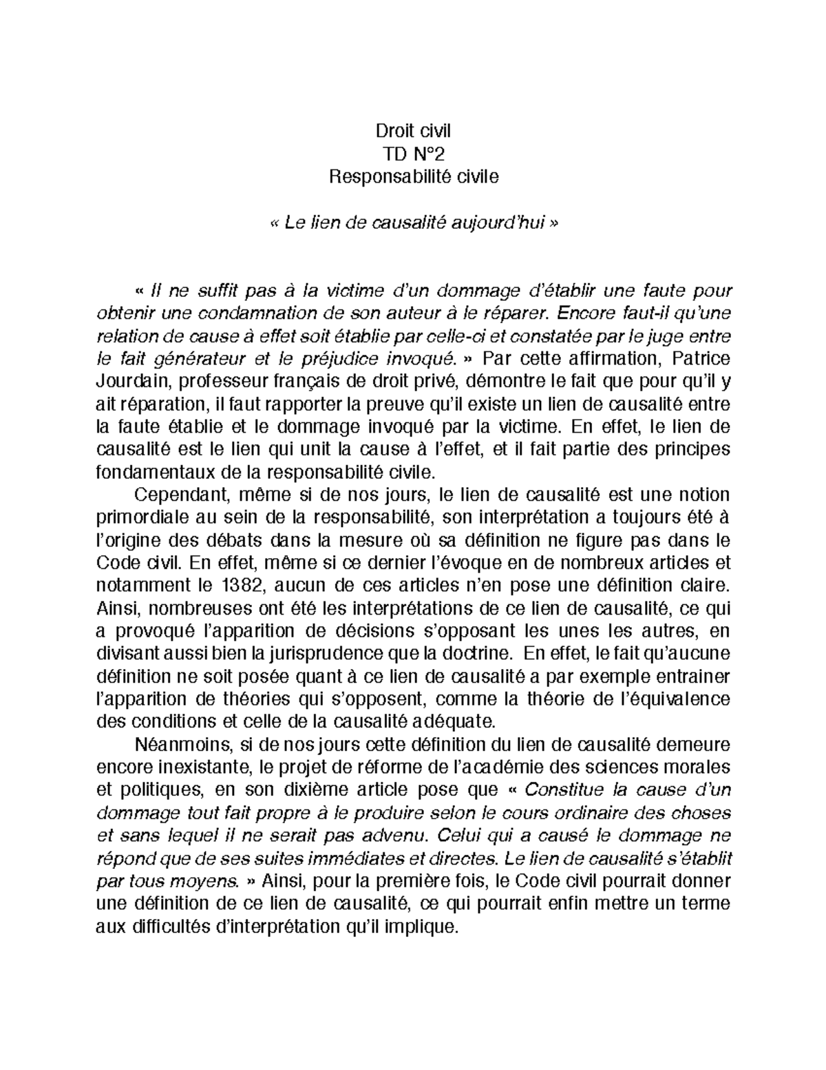 Les Fonctions De La Responsabilité Civile Dissertation