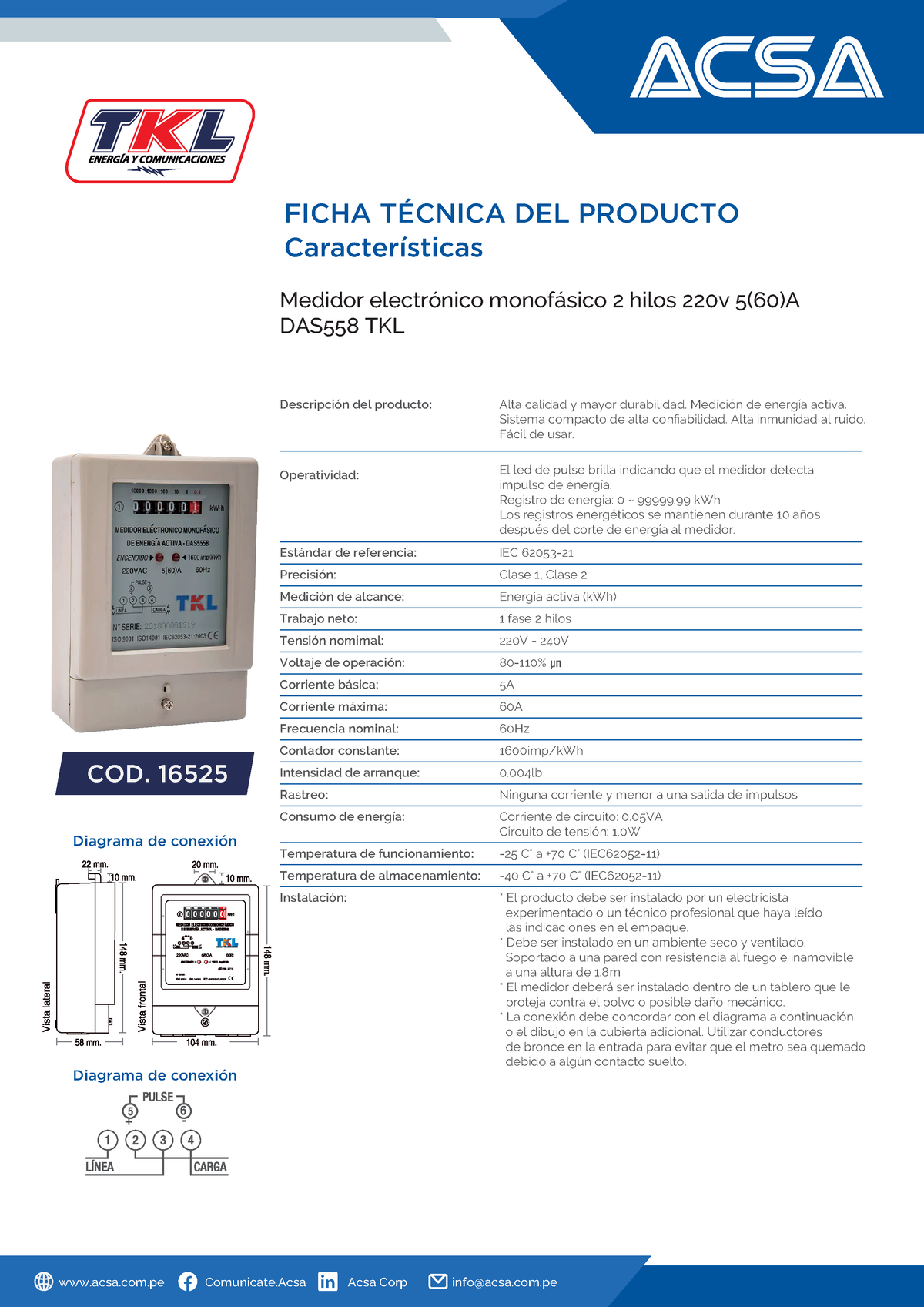 Medidorelectronicomonofasico Hilos Ficha T Cnica Del Producto