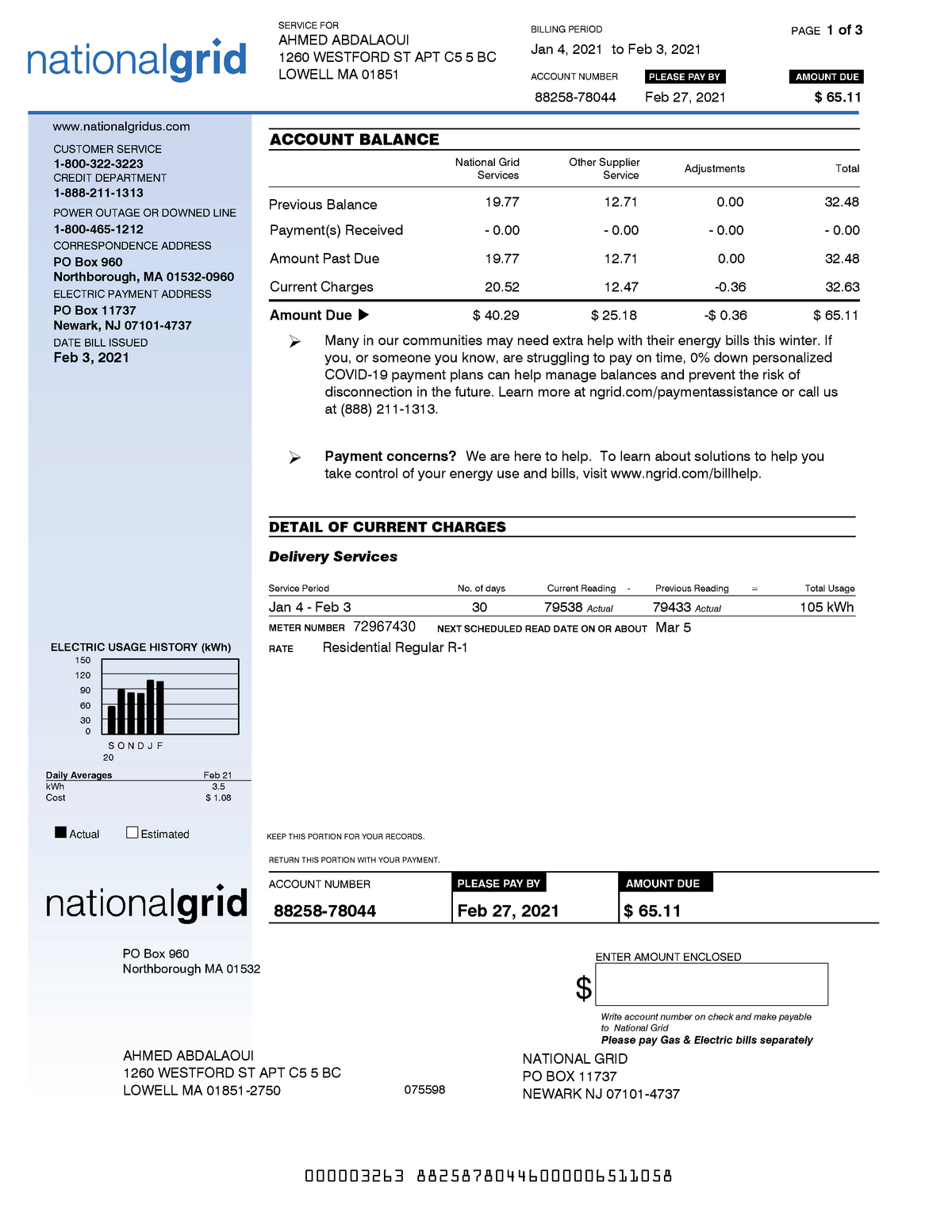 Bill issued on - 02 03 2021 - nationalgridus KEEP THIS PORTION FOR YOUR ...