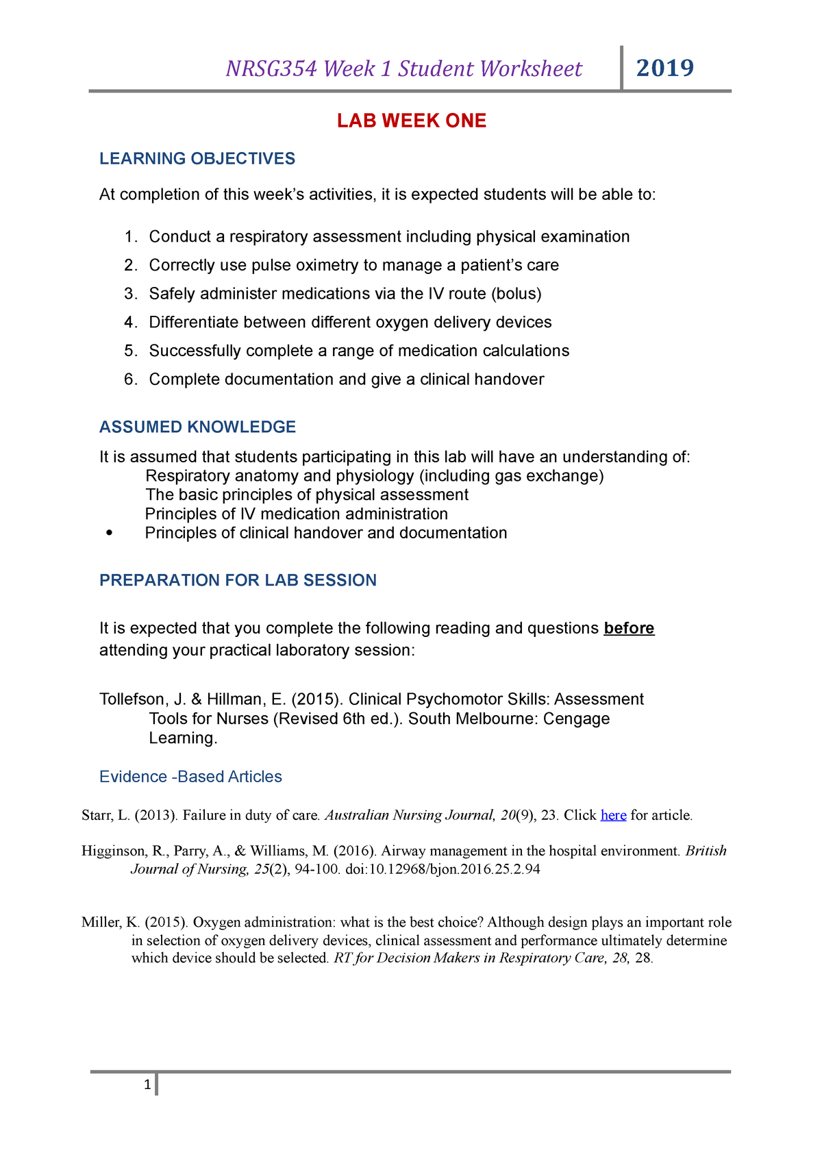 Respiratory assessment documentation