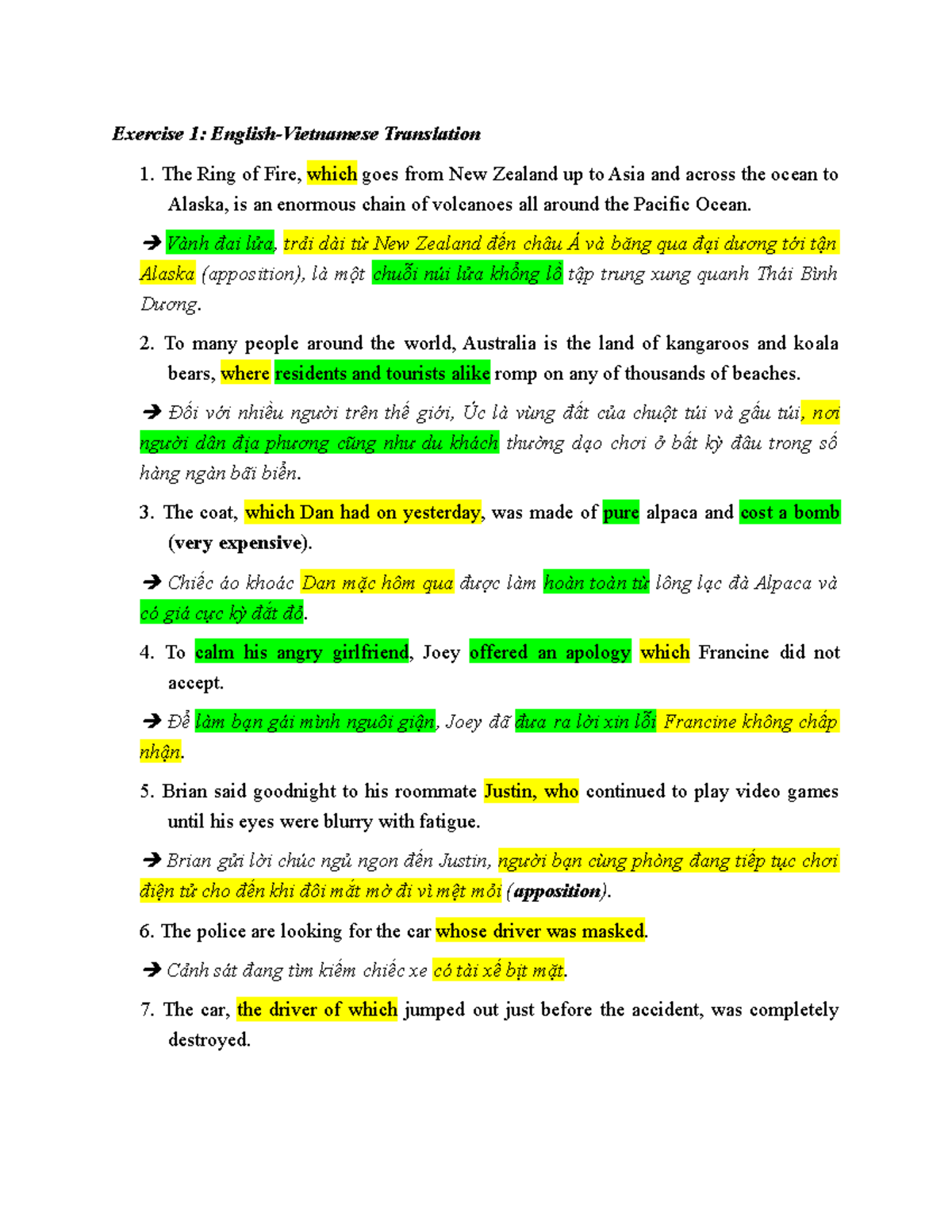 Chapter 4 Suggested Answers - Exercise 1: English-Vietnamese ...