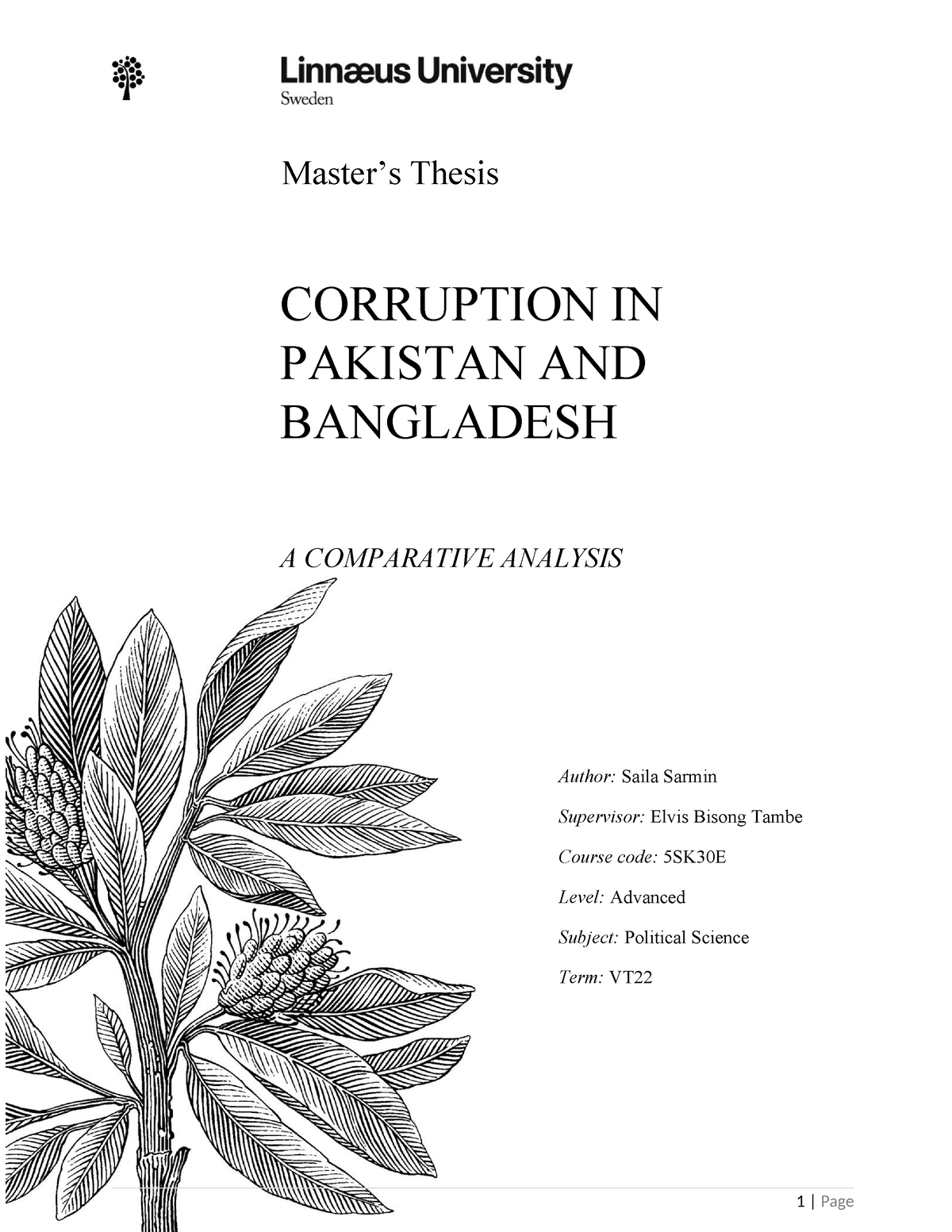 thesis statement of corruption in pakistan