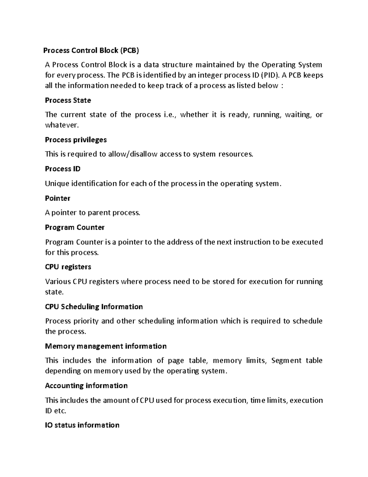 process-control-block-the-pcb-is-identified-by-an-integer-process-id