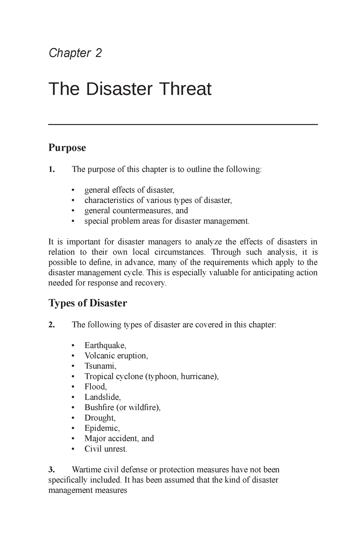 Disaster Management -The Disaster Threat - Chapter 2 The Disaster ...