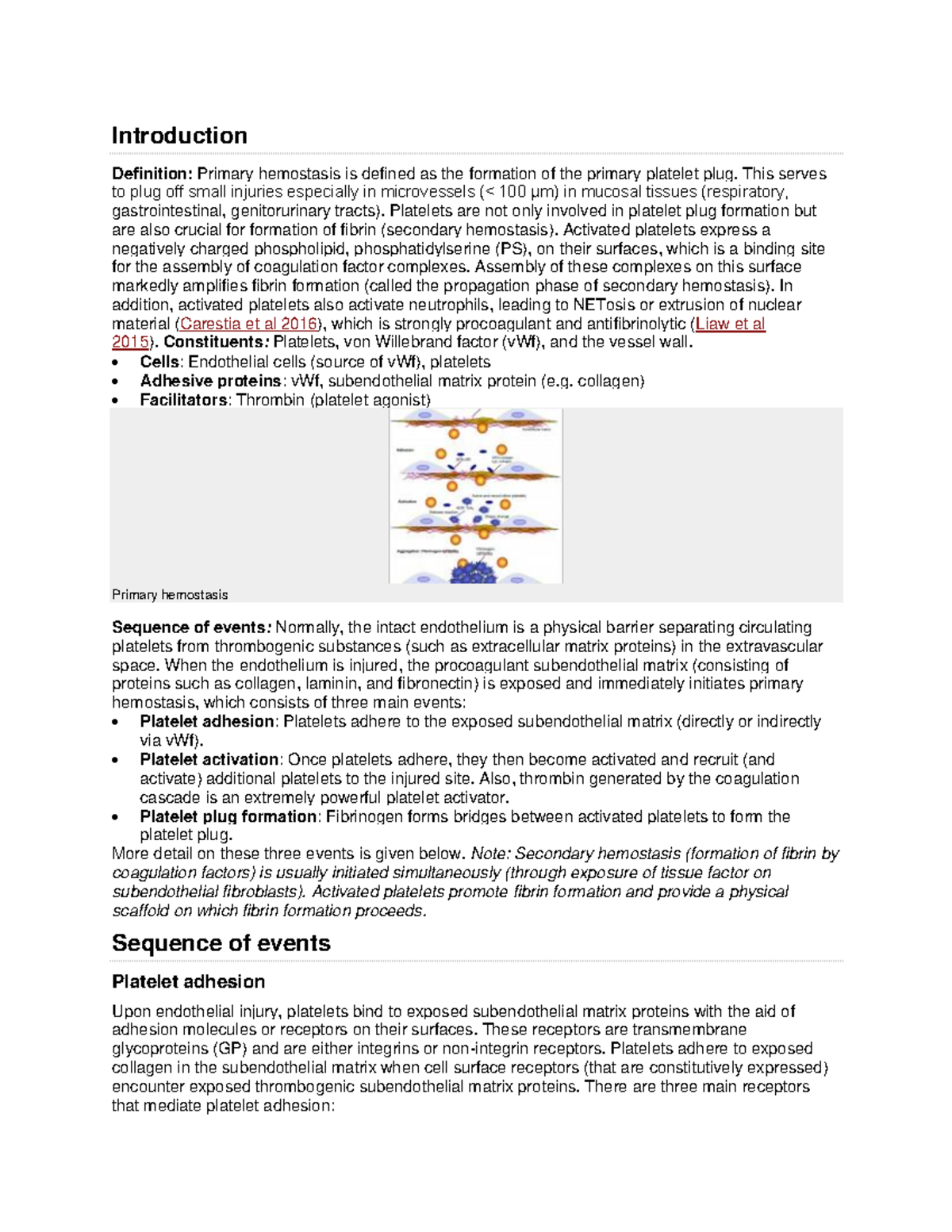Primary Hemostasis Hematology Review Introduction Definition Primary Hemostasis Hematology Review Introduction Definition