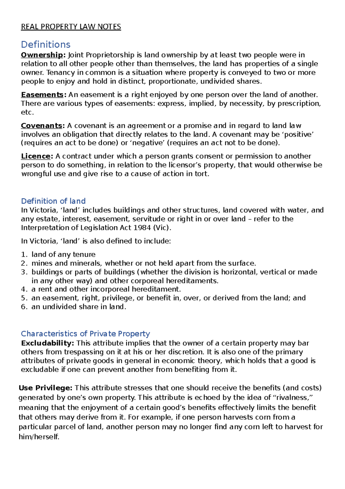 Real Property Notes this really helped with the exam REAL PROPERTY