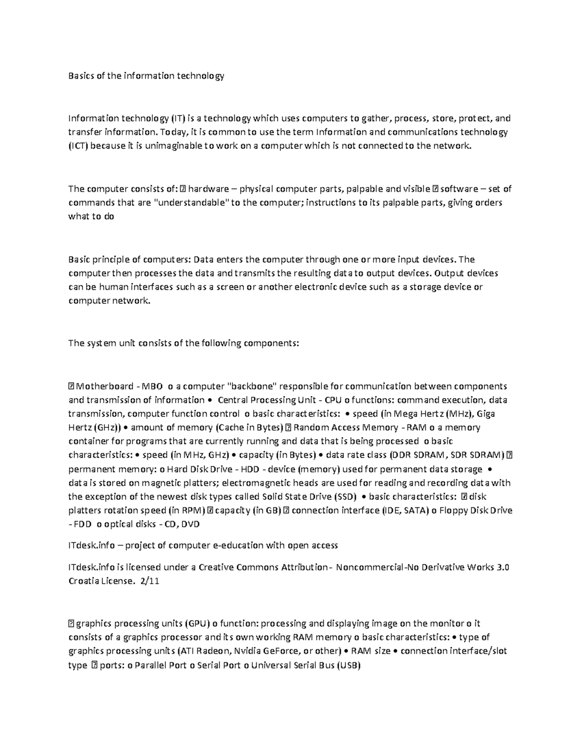 Basics of the information technology - Basics of the information ...