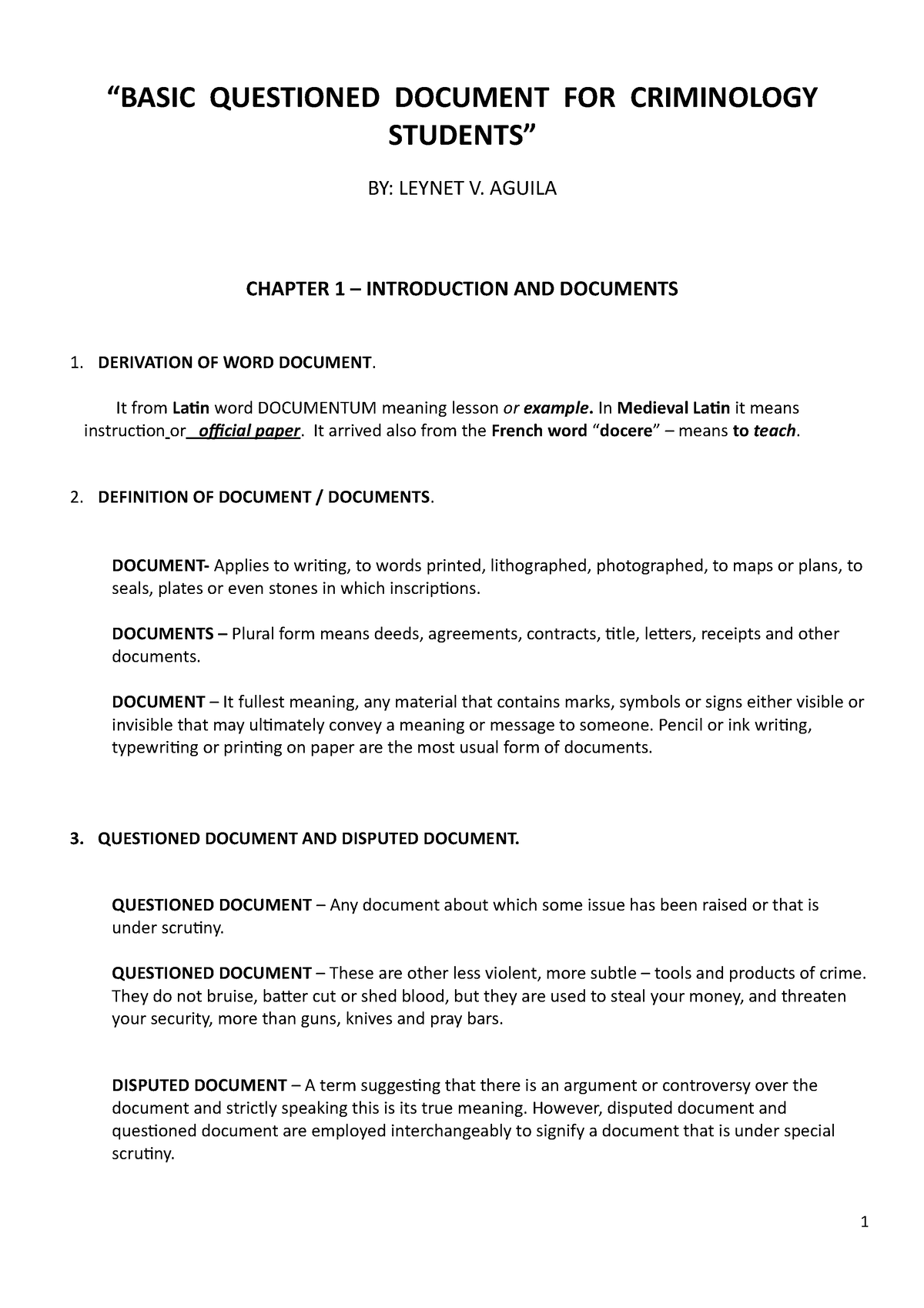 research topics on questioned document examination