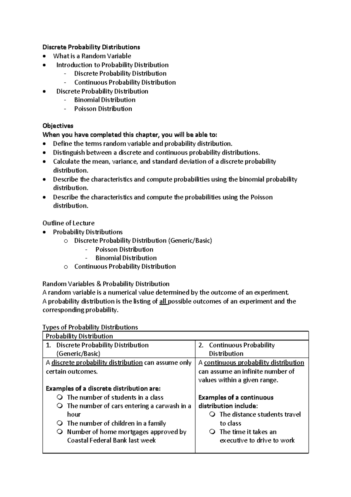 Discrete Probability Distributions Notes Reference - Studocu